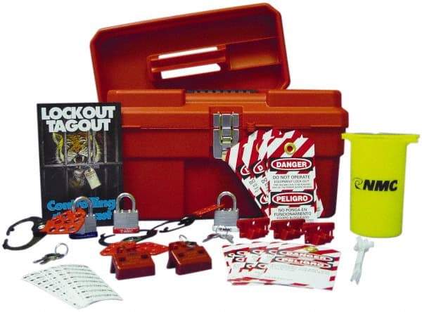 NMC - 40 Piece Electrical Lockout Kit - 3/4 Inch Vertical Shackle Clearance, Comes in Carrying Case - Benchmark Tooling