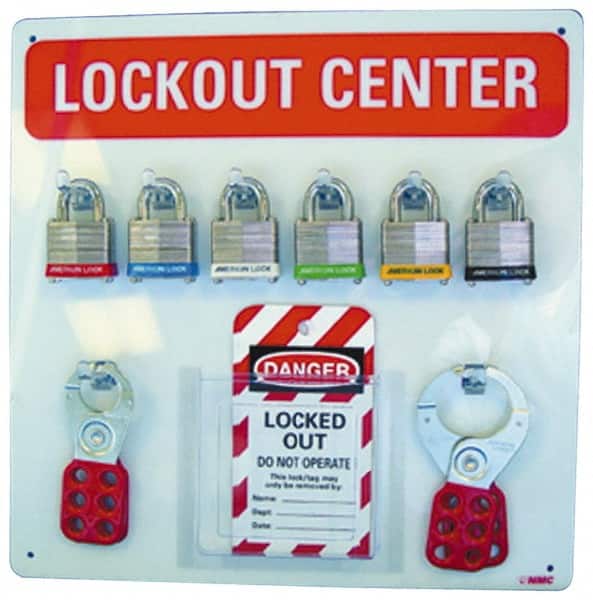 NMC - 1 Piece, Empty Plexiglass Lockout Cabinet - 14 Inch Wide x 14 Inch High, Red and White - Benchmark Tooling