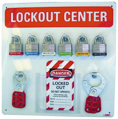 NMC - 1 Piece, Empty Plexiglass Lockout Cabinet - 14 Inch Wide x 14 Inch High, Red and White - Benchmark Tooling