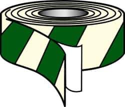 NMC - Glow & Green Striped Vinyl Tape - 2" Wide x 30' Long x 0.002" Thick, General Traffic - Benchmark Tooling