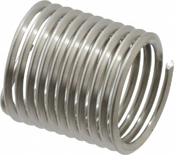 Recoil - 3/8-24 UNF, 0.562" OAL, Free Running Helical Insert - 11 Free Coils, Tanged, Stainless Steel, 1-1/2D Insert Length - Exact Industrial Supply