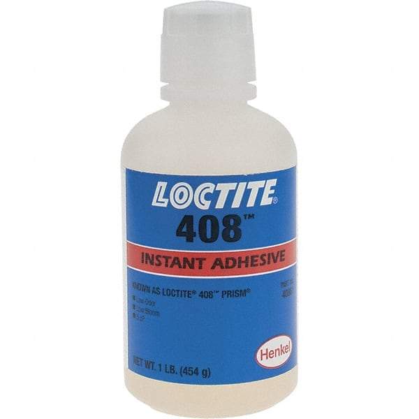 Loctite - 16 oz Bottle Clear Instant Adhesive - 408 1 LB BOTTLE PRISM INSTANT ADHESIVE - Benchmark Tooling