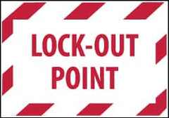 NMC - Accident Prevention Label - Legend: Lock-Out Point, English, Red on White, 5" Long x 3" High, Sign Muscle Finish - Benchmark Tooling