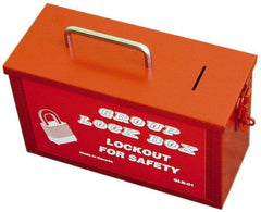 NMC - 4-1/4" Deep x 10-1/4" Wide x 6" High, Portable Group Lockout Box - Red, 1 Padlock - Benchmark Tooling