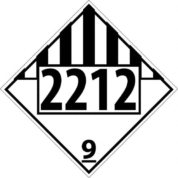 NMC - DOT - Shipping & Vehicle - 2212, 10-3/4" Wide x 10-3/4" High, Rigid Plastic Placard - Black on White, UV Resistant, Chemical Resistant, Graffiti Proof - Benchmark Tooling