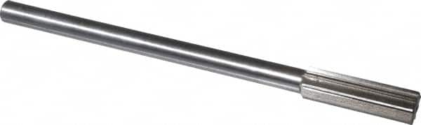 Interstate - 0.599" High Speed Steel 6 Flute Chucking Reamer - Straight Flute, 7/16" Straight Shank, 2" Flute Length, 8" OAL - Benchmark Tooling