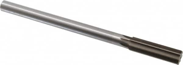 Interstate - 0.67" High Speed Steel 6 Flute Chucking Reamer - Straight Flute, 9/16" Straight Shank, 2-1/4" Flute Length, 9" OAL - Benchmark Tooling