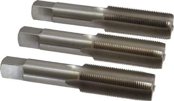 Interstate - M22x1.50 Metric Fine, 4 Flute, Bottoming, Plug & Taper, Bright Finish, High Speed Steel Tap Set - Right Hand Cut, 4-11/16" OAL, 2-7/32" Thread Length - Benchmark Tooling