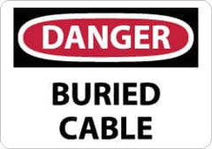 NMC - "Danger - Buried Cable", 10" Long x 14" Wide, Aluminum Safety Sign - Rectangle, 0.04" Thick, Use for Accident Prevention - Benchmark Tooling