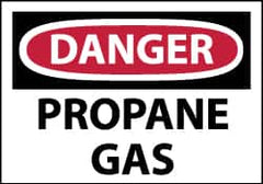 NMC - Hazardous Materials Label, Header: DANGER - Legend: Danger - Propane Gas, English, Red, Black & White, 5" Long x 3" High, Sign Muscle Finish - Benchmark Tooling