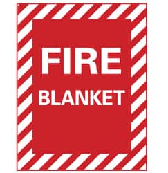 NMC - Fire Blanket, Pressure Sensitive Vinyl Fire Sign - 9" Wide x 12" High - Benchmark Tooling