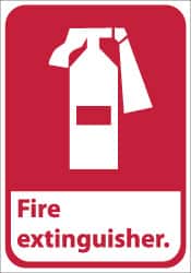 NMC - Fire Extinguisher, Aluminum Fire Sign - 10" Wide x 14" High - Benchmark Tooling