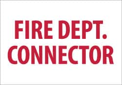 NMC - Fire Dept. Connector, Pressure Sensitive Vinyl Fire Sign - 10" Wide x 7" High - Benchmark Tooling