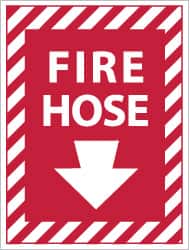 NMC - Fire Hose, Pressure Sensitive Vinyl Fire Sign - 9" Wide x 12" High - Benchmark Tooling