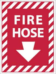 NMC - Fire Hose, Pressure Sensitive Vinyl Fire Sign - 9" Wide x 12" High - Benchmark Tooling