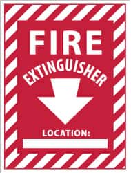 NMC - Fire Extinguisher Location: ____, Pressure Sensitive Vinyl Fire Sign - 9" Wide x 12" High - Benchmark Tooling