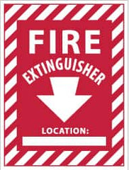 NMC - Fire Extinguisher Location: ____, Pressure Sensitive Vinyl Fire Sign - 9" Wide x 12" High - Benchmark Tooling