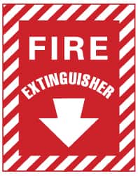 NMC - Fire Extinguisher, Aluminum Fire Sign - 9" Wide x 12" High - Benchmark Tooling