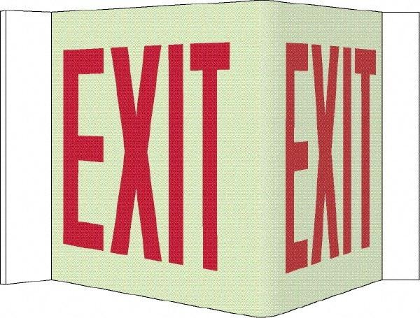 NMC - Exit, Acrylic Exit Sign - 14-1/2" Wide x 8" High, Glow-in-the-Dark - Benchmark Tooling