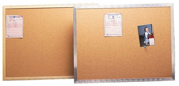 UNIVERSAL - 36" Wide x 24" High Open Cork Bulletin Board - Aluminum Frame, Natural Tan - Benchmark Tooling