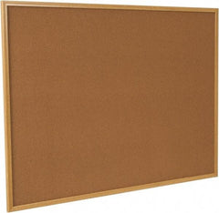 UNIVERSAL - 48" Wide x 36" High Open Cork Bulletin Board - Wood Frame, Natural Tan - Benchmark Tooling