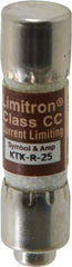 Cooper Bussmann - 600 VAC, 25 Amp, Fast-Acting General Purpose Fuse - Fuse Holder Mount, 1-1/2" OAL, 200 at AC (RMS) kA Rating, 13/32" Diam - Benchmark Tooling