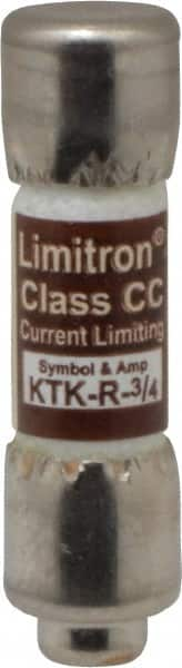 Cooper Bussmann - 600 VAC, 0.75 Amp, Fast-Acting General Purpose Fuse - Fuse Holder Mount, 1-1/2" OAL, 200 at AC (RMS) kA Rating, 13/32" Diam - Benchmark Tooling