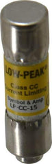 Cooper Bussmann - 150 VDC, 600 VAC, 15 Amp, Time Delay General Purpose Fuse - Fuse Holder Mount, 1-1/2" OAL, 20 at DC, 200 at AC (RMS) kA Rating, 13/32" Diam - Benchmark Tooling