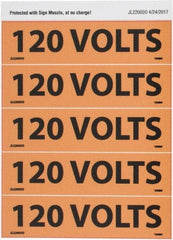 NMC - Electrical Markers Label - Legend: 120 Volts, English, Black & Orange, 4-1/2" Long x 1-1/8" High, Sign Muscle Finish - Benchmark Tooling