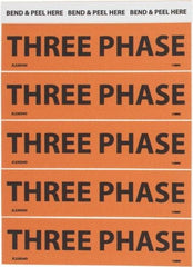 NMC - Electrical Markers Label - Legend: Three Phase, English, Black & Orange, 4-1/2" Long x 1-1/8" High, Sign Muscle Finish - Benchmark Tooling