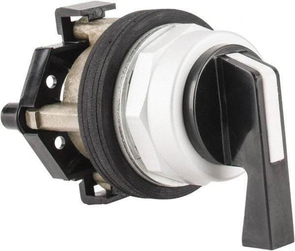 Eaton Cutler-Hammer - 30-1/2mm Mount Hole, 3 Position, Lever Operated, Selector Switch Only - Black, Maintained (MA) - Maintained (MA) - Momentary (MO), Nonilluminated, Oil and Watertight - Benchmark Tooling