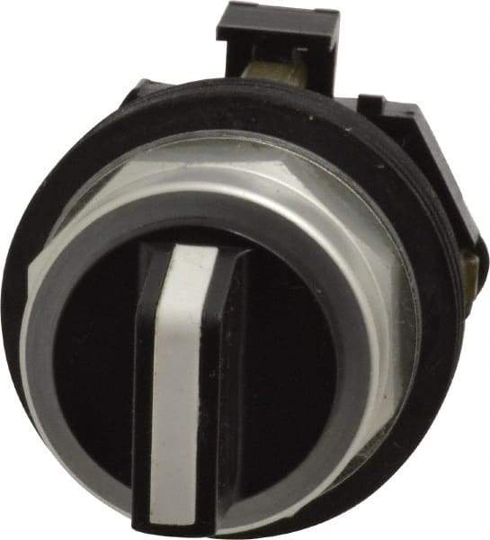 Eaton Cutler-Hammer - 30-1/2mm Mount Hole, 3 Position, Knob Operated, Selector Switch Only - Black, Momentary (MO) - Maintained (MA) - Momentary (MO), Nonilluminated, Oil and Watertight - Benchmark Tooling