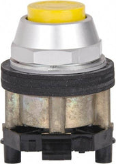 Eaton Cutler-Hammer - 30-1/2mm Mount Hole, Extended Straight, Pushbutton Switch - Yellow Pushbutton, Nonilluminated, Momentary (MO) - Benchmark Tooling