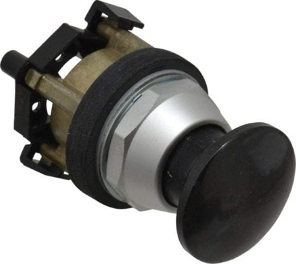 Eaton Cutler-Hammer - 30.5mm Mount Hole, 3035mm Extended Mushroom Head, Pushbutton Switch Only - Round, Black Pushbutton, Nonilluminated, Momentary (MO), Corrosion Resistant, Oiltight & Watertight - Benchmark Tooling