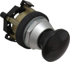 Eaton Cutler-Hammer - 30.5mm Mount Hole, 3035mm Extended Mushroom Head, Pushbutton Switch Only - Round, Black Pushbutton, Nonilluminated, Momentary (MO), Corrosion Resistant, Oiltight & Watertight - Benchmark Tooling