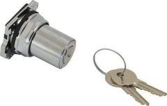 Eaton Cutler-Hammer - 30-1/2mm Mount Hole, 2 Position, Key Operated, Selector Switch Only - Silver, Momentary (MO) - Benchmark Tooling