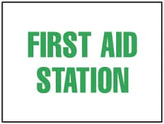 NMC - "First Aid Station", 10" Long x 14" Wide, Rigid Plastic Safety Sign - Rectangle, 0.05" Thick, Use for First Aid - Benchmark Tooling