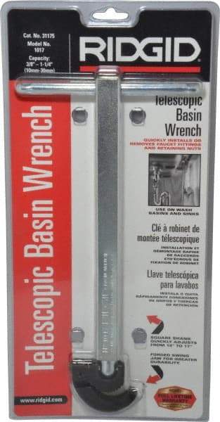 Ridgid - Basin Wrenches Style: Telescoping Minimum Pipe Capacity: 3/8 (Inch) - Benchmark Tooling