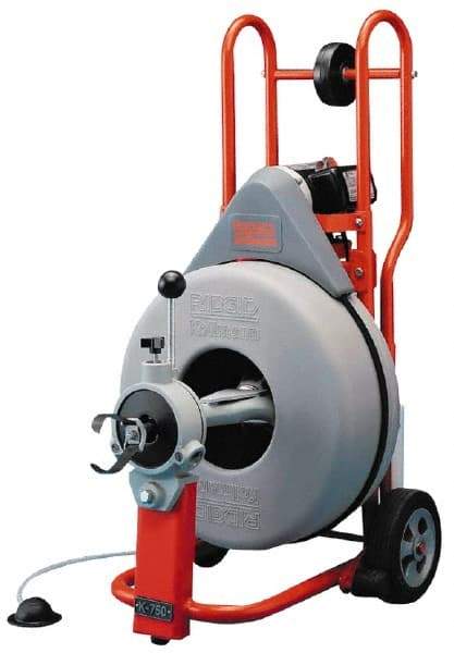 Ridgid - Electric Battery Drain Cleaning Machine - For 3" to 8" Pipe, 100' Cable, 200 Max RPM - Benchmark Tooling