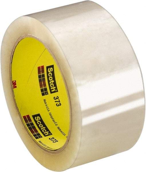 3M - 36mm x 55 Yd Clear Rubber Adhesive Sealing Tape - Polypropylene Film Backing, 2.5 mil Thick, 60 Lb Tensile Strength, Series 373 - Benchmark Tooling