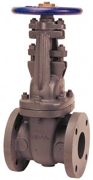 NIBCO - 3" Pipe, Class 125, Flanged Iron Solid Wedge OS & Y Gate Valve with Iron Trim - 200 WOG, 125 WSP, Bolted Bonnet - Benchmark Tooling