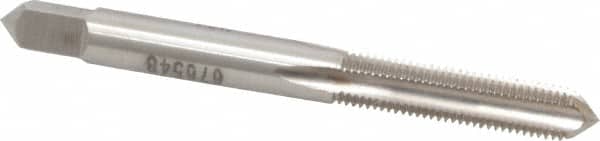 Made in USA - 1/4-32 UNEF 4 Flute Bright Finish High Speed Steel Straight Flute Standard Hand Tap - Bottoming, Right Hand Thread, 2-1/2" OAL, H3 Limit, Oversize - Exact Industrial Supply