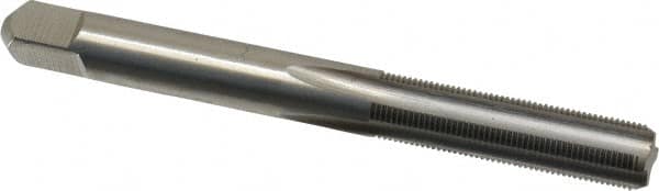 Made in USA - 1/4-48 UNS 4 Flute Bright Finish High Speed Steel Straight Flute Standard Hand Tap - Bottoming, Right Hand Thread, 2-1/2" OAL, 1" Thread Length, H2 Limit, Oversize - Exact Industrial Supply