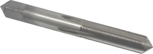 Made in USA - 3/8-32 UNEF 4 Flute Bright Finish High Speed Steel Straight Flute Standard Hand Tap - Bottoming, Right Hand Thread, 2-15/16" OAL, H3 Limit, Oversize - Exact Industrial Supply