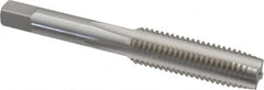 Made in USA - 7/16-16 UNS 4 Flute Bright Finish High Speed Steel Straight Flute Standard Hand Tap - Plug, Right Hand Thread, 3-5/32" OAL, 1-7/16" Thread Length, H3 Limit, Oversize - Exact Industrial Supply