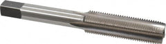 Made in USA - 7/16-24 UNS 4 Flute Bright Finish High Speed Steel Straight Flute Standard Hand Tap - Plug, Right Hand Thread, 3-5/32" OAL, H3 Limit, Oversize - Exact Industrial Supply