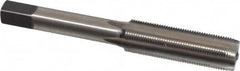 Made in USA - 7/16-32 UNS 4 Flute Bright Finish High Speed Steel Straight Flute Standard Hand Tap - Plug, Right Hand Thread, 3-5/32" OAL, H3 Limit, Oversize - Exact Industrial Supply