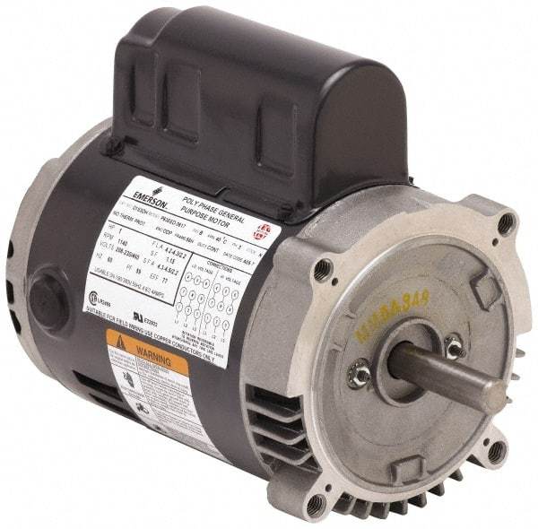 US Motors - 1/2 hp, ODP Enclosure, Manual Thermal Protection, 1,625 RPM, 115 Volt, 60/50 Hz, Single Phase Permanent Split Capacitor (PSC) Motor - Size 56 Frame, Cradle Mount, 1 Speed, Ball Bearings, 5.0/5.7 Full Load Amps, B Class Insulation, Reversible - Benchmark Tooling