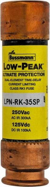 Cooper Bussmann - 125 VDC, 250 VAC, 35 Amp, Time Delay General Purpose Fuse - Bolt-on Mount, 76.2mm OAL, 100 at DC, 300 at AC (RMS) kA Rating, 13/16" Diam - Benchmark Tooling