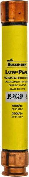 Cooper Bussmann - 300 VDC, 600 VAC, 2 Amp, Time Delay General Purpose Fuse - Fuse Holder Mount, 127mm OAL, 100 at DC, 300 at AC (RMS) kA Rating, 13/16" Diam - Benchmark Tooling